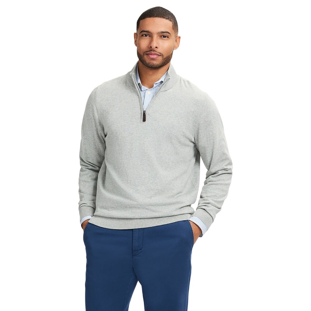 IZOD Heather Grey Half-Zip Mockneck Long-Sleeve Pullover Thick Sweater Shirt XXL